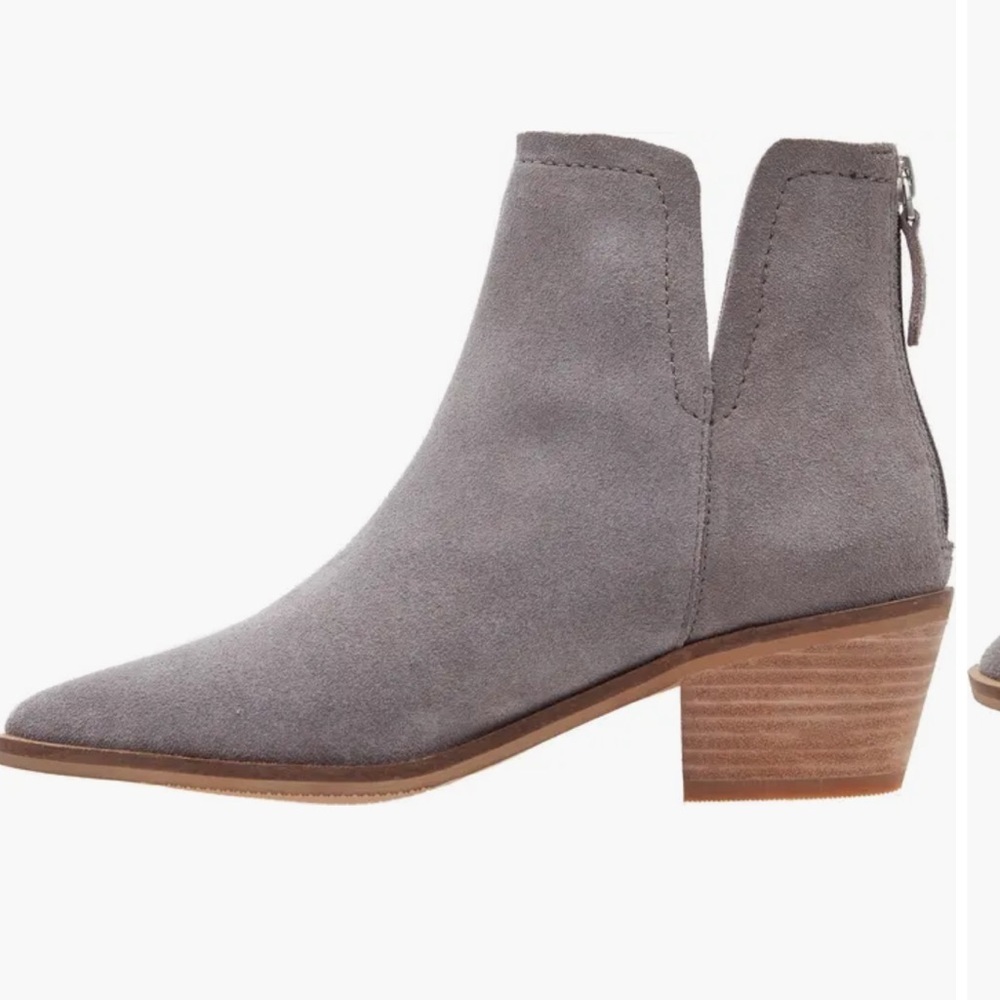 Lisa Vicky Noblex Pointed Toe Bootie Stone Grey Split Suede - Picture 2 of 6